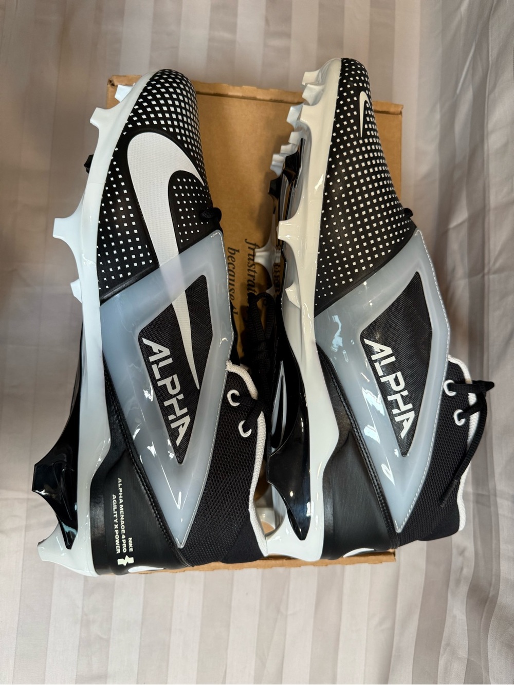 Nike Alpha Menace 4 Pro Football Cleats Black/White Men’s US 16
